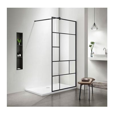 China Durable And Competitive Stainless Frame Bathroom Screen Walk In Black Grille Shower Door for sale