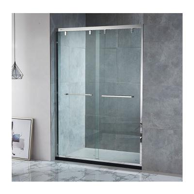 China Durable And Competitive Chrome Bypass Retractable Extension Two Sliding Walk In Bathroom Shower Glass Door for sale