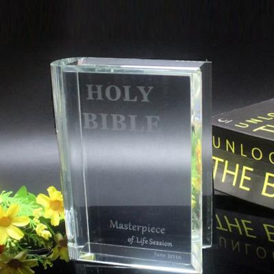 China New Design k9 Holy Bible Global Crystal Book Trophy Template Award For Christian Gifts for sale