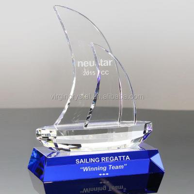 China Europe Style And Type Crystal Sailing Trophy Nautical Trophy Product Type For Shipping Company Souvenir for sale