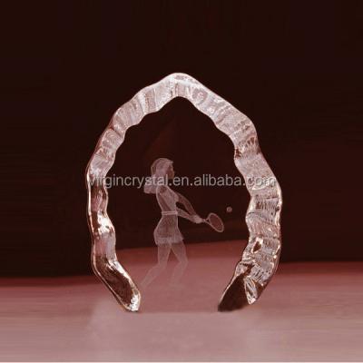 China Europe Wholesale 3D Laser Engraved Crystal Iceberg Tennis Trophy for sale