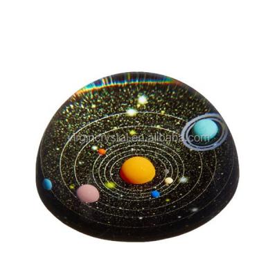 China Wholesale Europe custom with solar system crystal glass half ball shape paperweight for promotion gift for sale