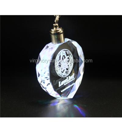 China Crystal Wholesale 3d heart shape crystal laser engraved ketchain keyholder for promotional gift for sale