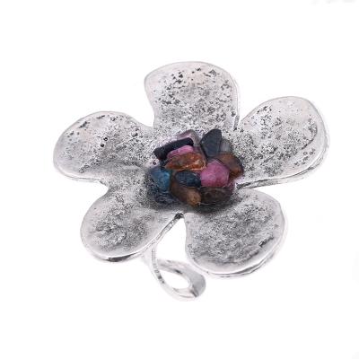 China Popular 2020 Retro Hiphop Designer Personality Fashion Ring Exaggerated Gem Flower Ring Ring Customization for sale