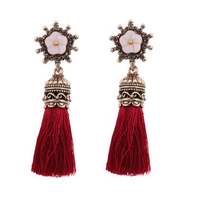 China Hiphop 2021 retro high-end star earrings trend Korean personality shell earrings rhinestone tassel GG earrings set for sale