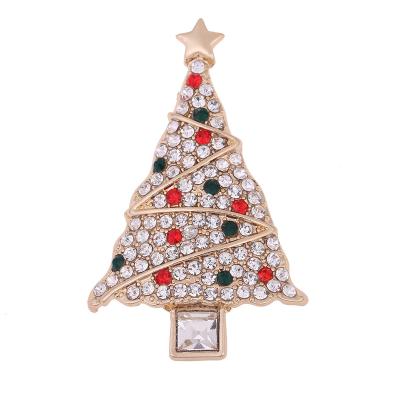 China Retro fashion western diamond style crystal brooch for men and women Christmas tree brooch for sale