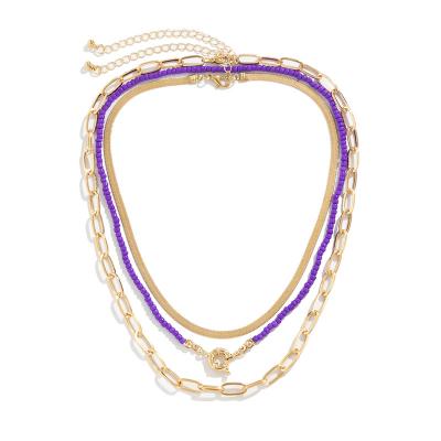 China Hiphop personality geometric alloy set necklace chain simple splicing cross women's alloy necklace jewelry for sale