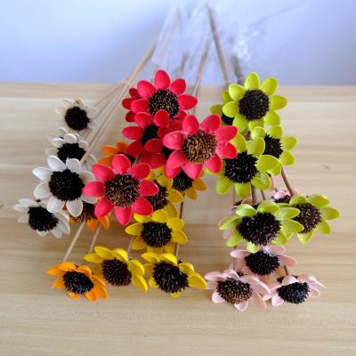 China Wholesale Handmade Artificial Plastic Sunflower Sunflower Chrysanthemum Bouquet For Wedding Decoration for sale