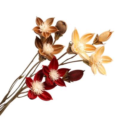 China Popular splicing dry red noble flower artificia flower red noble flower for wedding home decoration for sale