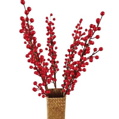 China Foam Artificial Red Christmas Artificial Flower Home Deco Berry Plastic Flower Berries For Christmas Home Decoration for sale