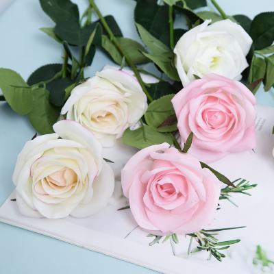 China Artificial Silk Wedding Supplies Silk Rose Flowers With Single Head For Wedding Home Decoration for sale