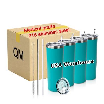 China Sustainable USA Warehouse Free Shipping 316 Stainless Steel Water Cup Tumblers Eco Friendly Cold Flask Reusable Water Tumbler With Straw for sale