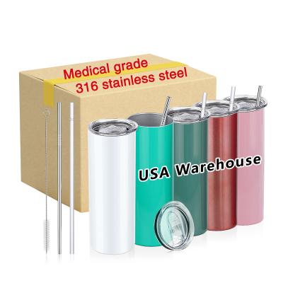 China Viable USA Warehouse Free Shipping Medical Insulated 316 Stainless Steel Tumbler Cups In Bulk Custom Tumblers For Sublimation Printing for sale