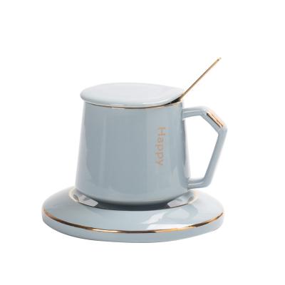 China Sustainable Luxury Coffee Cup Fine Porcelain Espresso Cup And Saucer With Spoon And Cover for sale