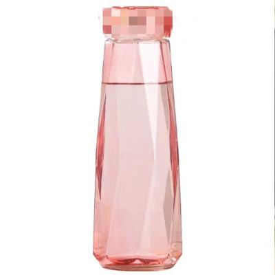 China Custom Korean Color Diamond Crystal Water Bottle For Drinking Long Glass Cups Viable for sale