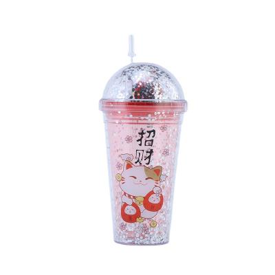 China Sustainable Fun 3d Personalized Plastic Animal Kids Mugs Cartoon Bubble Tea Rocker With Straw for sale