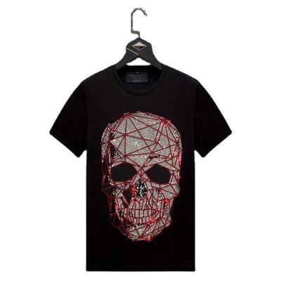 China Free Sample Flatback Heat Transfer Iron On Head Pattern Skull Rhinestone Transfer For T Shirt for sale