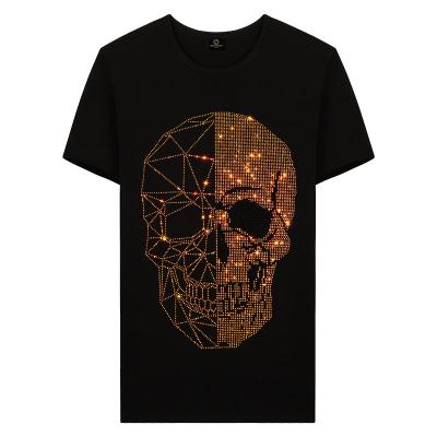 China Free Sample Flatback Crystal Skull Rhinestone Heat Transfer Custom Hotfix For T Shirts for sale