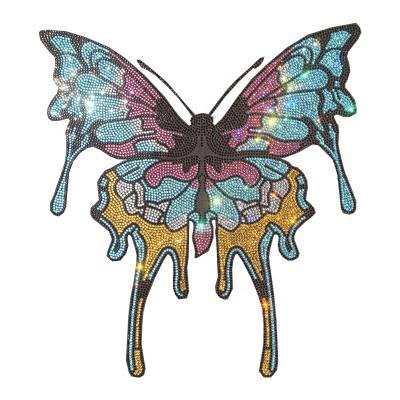 China Flatback Butterfly Fix Rhinestone Transfer Patterns Hot Iron On Applique Patches Transfer Designs For Shirt for sale