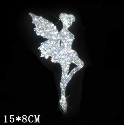 China first fairy 3D rhinestone iron on logo patches for clothes decoration for sale