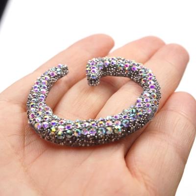 China 3D Sequin Patch Iron On Heat Press CC Rhinestone Patch For Women Hat for sale