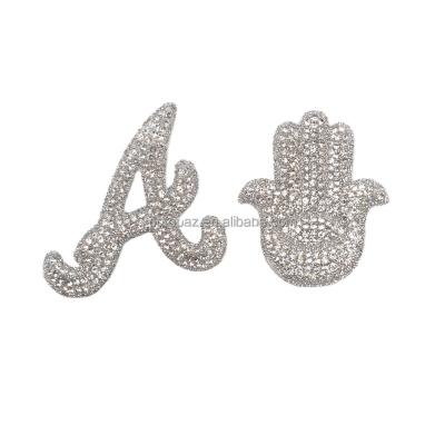 China 3D Bling Logo Patches Iron On Custom Rhinestone Trim Patch For T Shirts for sale