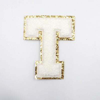 China 3D Bling Letter Patch Chenille Iron On Strong Adhesive Hotfix For Hoodies for sale