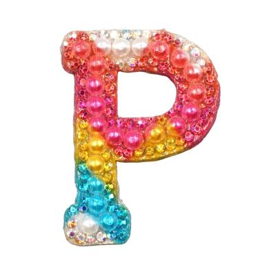 China Glittery 3D Rhinestone Letter Patch Iron On No Embroidery Patches For Wholesale for sale