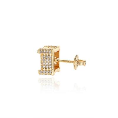 China New Hiphop Square Mic Set Zircon Stud Earrings Mic Set Hip Hop Style Stud Earrings for sale