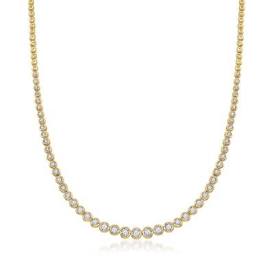 China Hiphop Hiphop 18k Gold Iced Out Diamond Chain Necklace Cz Tennis Necklace For Men And Women for sale