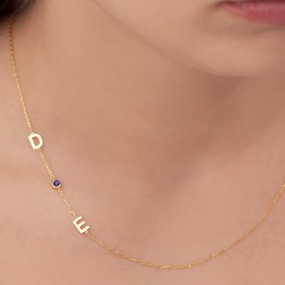 China Amazon Women Sterling Silver 925 Letter Initial Necklace CLASSIC Zircon CZ Personalized 925 Initial Necklaces for sale