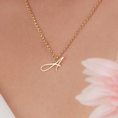 China CLASSIC Simple Letter Necklace Sterling Silver Initial 18k CZ Cubic Zircon Jewelry Initials Letter Pendant Necklace for sale