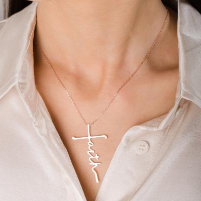 China CLASSIC Cross Tasty Custom Sublimation Letter Necklaces Sterling Silver 925 Minimalist Women Necklace With Letter for sale