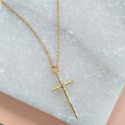 China Hot Selling Minimalist Cross Necklace Custom Made CLASSIC Rose Gold Plated Mini Silver 925 Sublimation Cross Necklace for sale