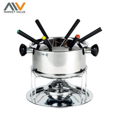 China Sustainable Stainless Steel Cheese Fondue Set Temperature Controllable Raclette Cheese Fondue Pot Cheese Hot Chocolate Pot for sale