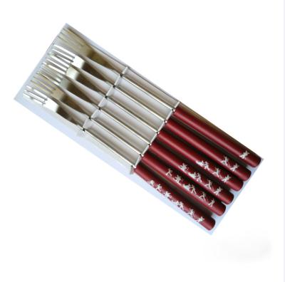 China Easily Cleaned 6 PCS Stainless Steel Cheese Chocolate Fondue Forks Hot Pot Forks for sale