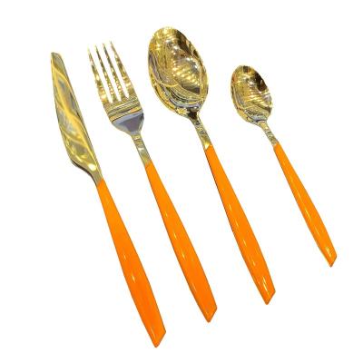 China 4PCS 304 Stainless Steel Viable Cutlery With PS Handle Environmental Design PVC BOX Tea Spoon Fork Knife for sale