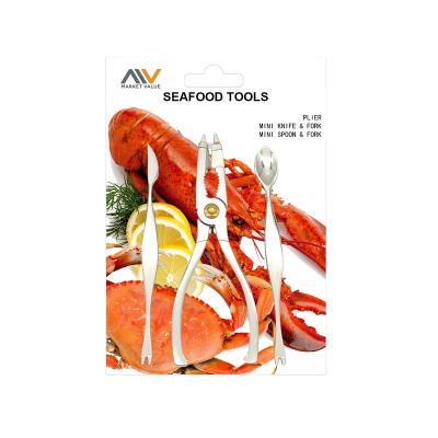 China Zinc Alloy Lobster Viable Crab Tongs Shellfish Crab Tongs Nuts Nuts Seafood Picking Tools Cutlery Set for sale