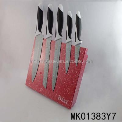 China Durable Home Durable Solid Wood Plastic Knife Block Magnet Block +5 Pcs Stainless Steel Knife Handle for sale