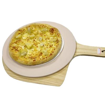 China Sustainable Ceramic Pizza Stone And Wooden Pizza Peel Pizza Tools Cooking Kitchen Items for sale