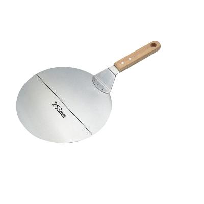 China Sustainable 10 Inch 430 Stainless Steel Pizza Shovel With Wooden Handle Pizza Tools Cooking Kitchen Items for sale