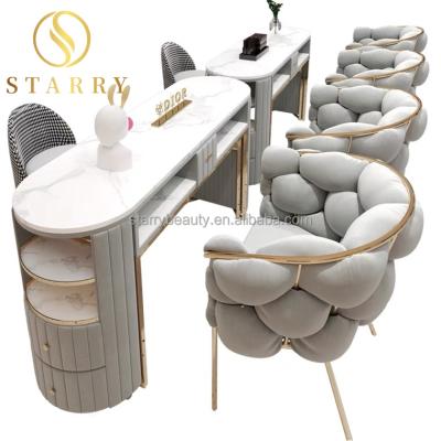 China Modern nail salon furniture metal manicure chairs wholesale manicure tables nail table for beauty salon for sale