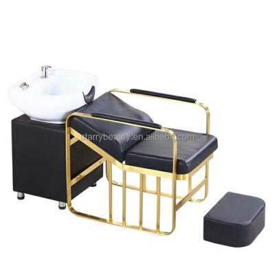 China Modern Modern Lying Shampoo Bed For Barber Shop Hair Salon Equipment Sink Salon Furniture Shampoo Chair for sale