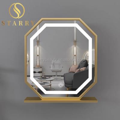 China Modern Make Up Irregular Glass Wall Mirror Led Wall Mounted Mirror for sale