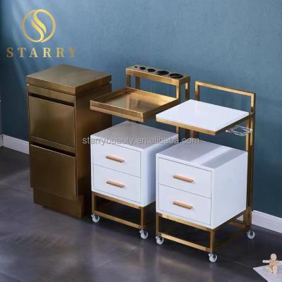 China Modern multifunctional professional luxury glass and wood beauty trolley hair salon trolley for sale