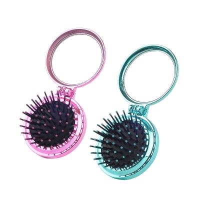 China High Quality Professional Portable Cushion Pocket Fancy Hair Brush With Mirror for sale