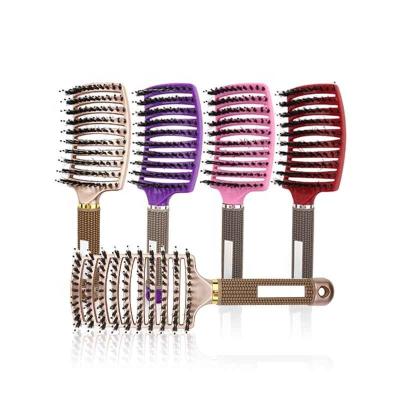 China Logo Hole Bristle Hair Brush Waterproof Professional Custom Nylon Private Label Straightens Salon Pieces Boar Bristle Hair Brush for sale