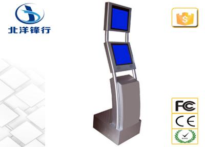 China Lobby / Healthcare Silver Stand Alone Dual Screen Kiosk With Chip Card Reader for sale