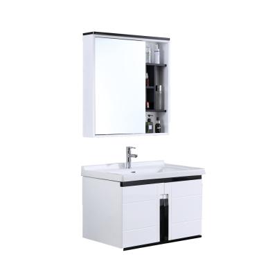 China Environment Friendly Wall Mounted Sanitary Vanity White Solid Wood Mirror Cabinet For Bathroom for sale