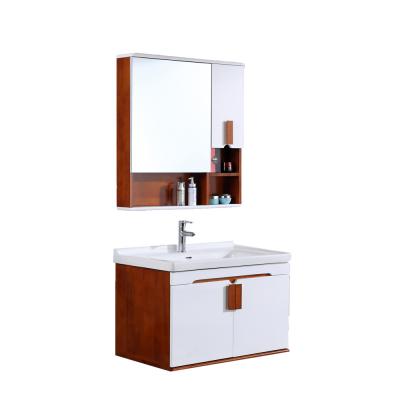 China 2019 Bathroom Environmental Friendly Sanitary Furniture Waterproof Wooden Wash Cabinet With Mirror for sale